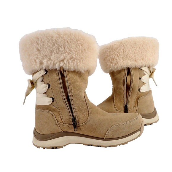 UGG Pure ingalls Sand Beige Womens Sz 8 Waterproof Leather Lace Snow Boots New - Picture 10 of 16